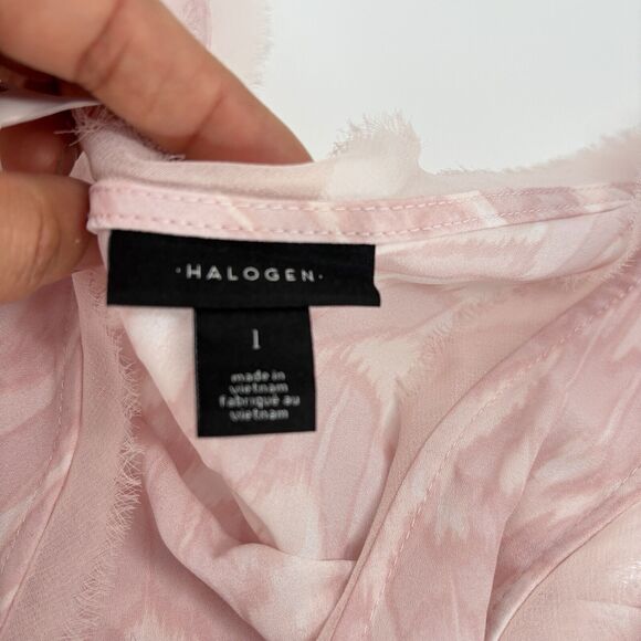 HALOGEN Scrolling Lines‎ Pink V-neck Sleeveless Blouse Top Size 1 - Picture 8 of 9